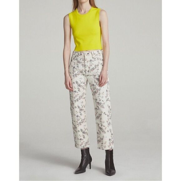 rag & bone Denim - NWT Rag & Bone Micro Floral Boy Jeans Ankle Crop Pants White Women’s Size 24/0